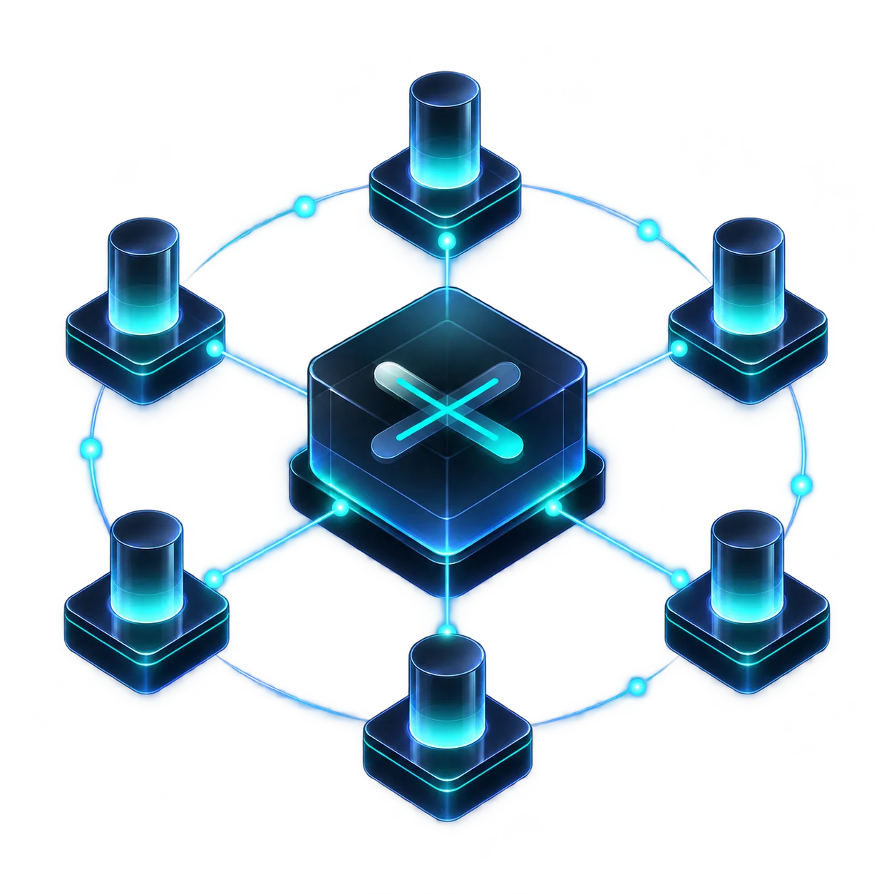 MultiversX network nodes connected to a central EGLD hub