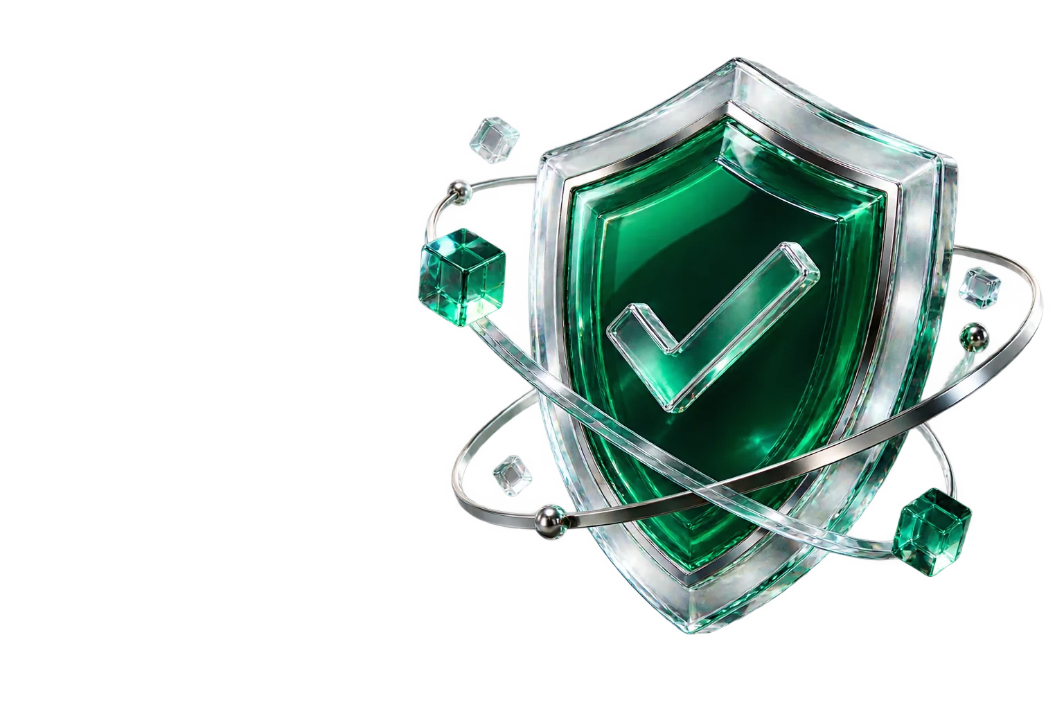Glass shield with a verification check representing wallet security