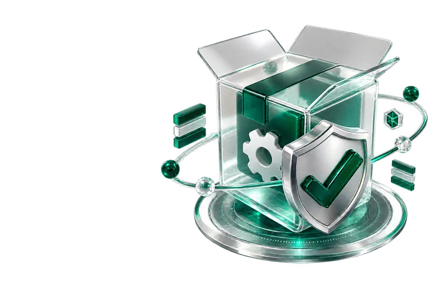Verified glass software package protected by a security seal